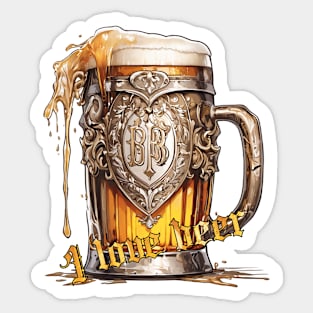 Mug Beers - I love beer Sticker